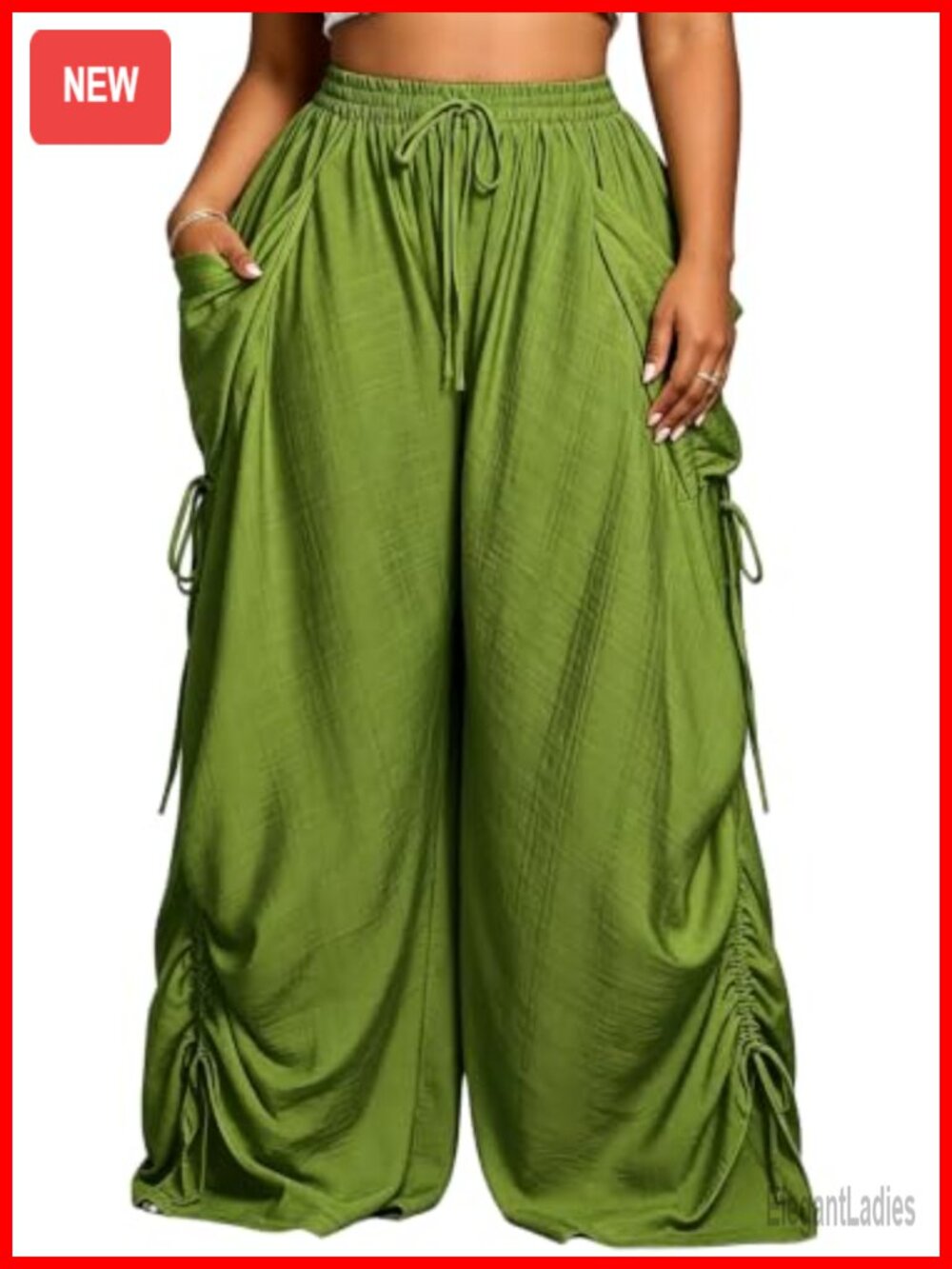 Women's Baggy Wide Leg Harem Pants High Rise Drawstring Cotton Linen Blend